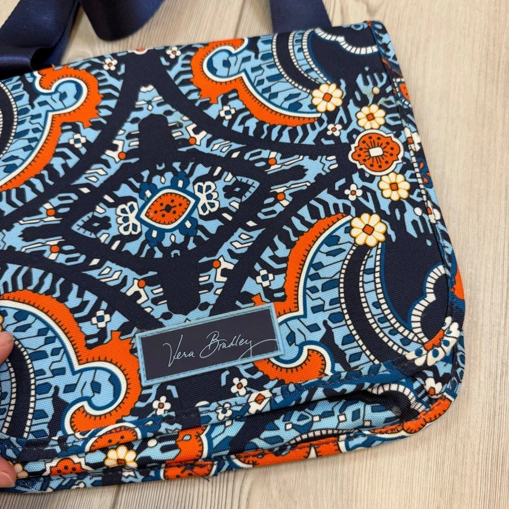 Vera Bradley Crossbody Messenger Bag Blue Orange Paisley Adjustable Strap